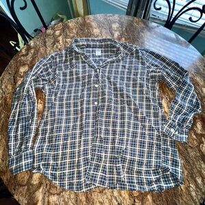 Old Navy Men's Navy and White Plaid Shirt Large